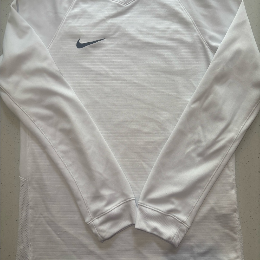 Boys Nike White Long Sleeve Performance Top